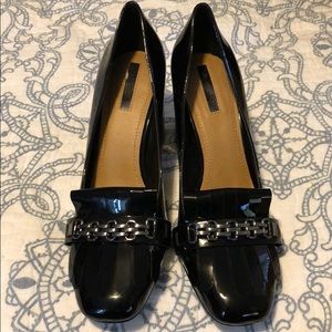 Tahari Black Patent Leather Block Heels Size 8.5